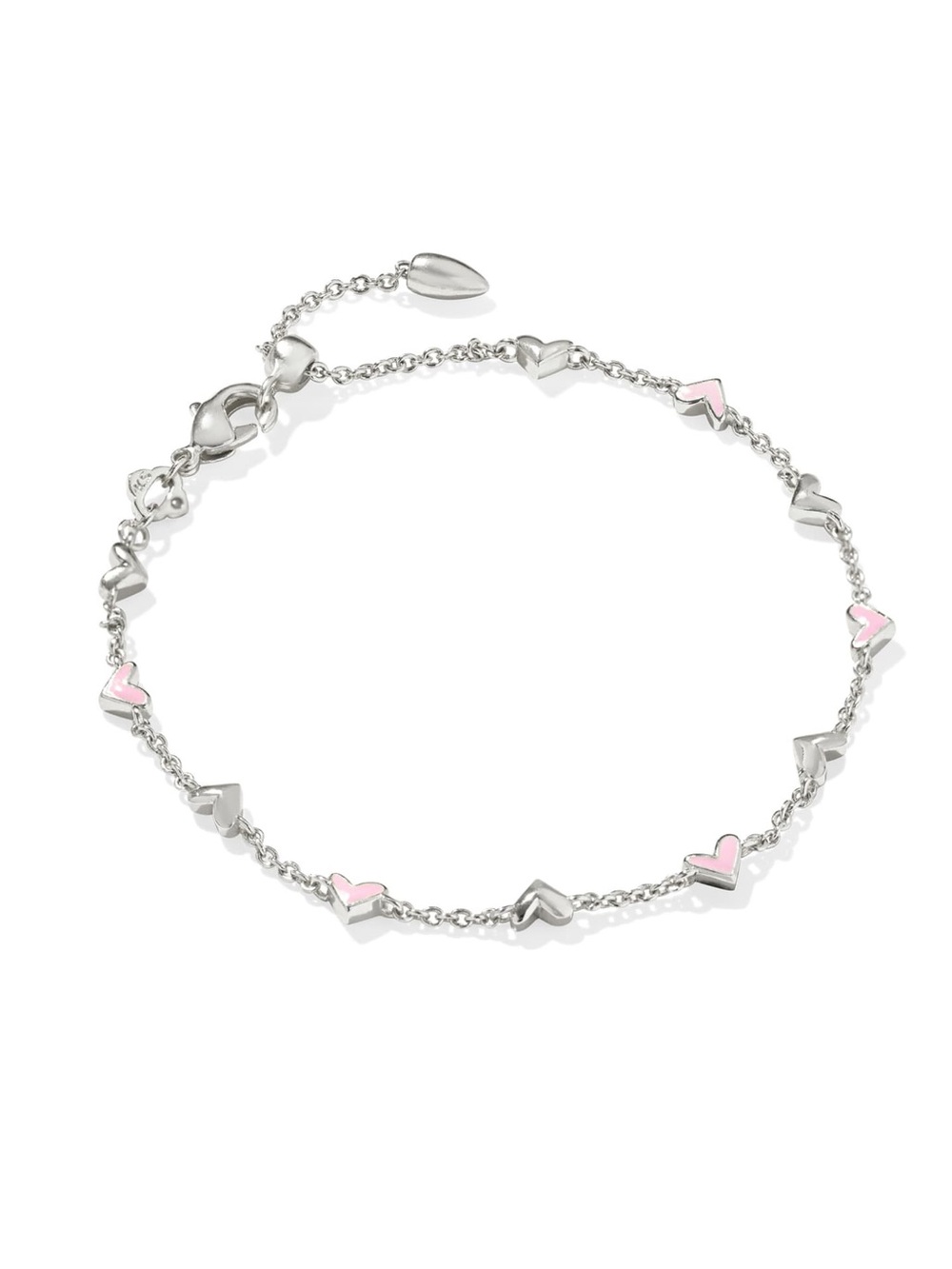 Kendra Scott Haven Silver Delicate Chain Bracelet in Pink Enamel